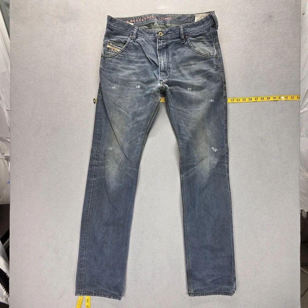 Diesel Jeans Mens 32x34 Blue Krooley Regular Slim Carrot Made in Italy 0804J